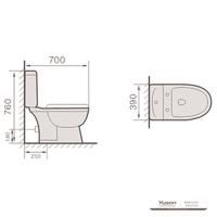 YS22210P 2-delad keramisk toalett, nära kopplad P-fälla avspolningstoalett;