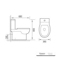 YS22275 2-delad kantlös keramisk toalett, P-trap tvätta toalett;