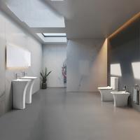 YS22291P 2-delad kantlös keramisk toalett, P-fälla avspolningstoalett;