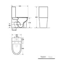 YS22294P2 2-delad Kantlös keramisk toalett, P-trap spoltoalett;