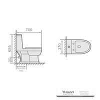 YS24106 keramisk toalett i ett stycke, P-fälla, tvätt;