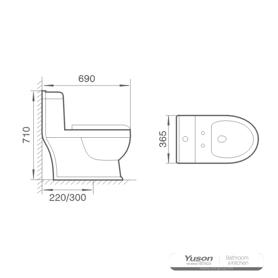 YS24256 keramisk toalett i ett stycke, sifonisk;