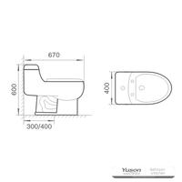 YS24257 keramisk toalett i ett stycke, sifonisk;