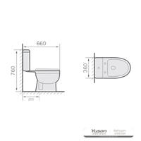 YS22206S 2-delad keramisk toalett, nära kopplad S-fälla avspolningstoalett;