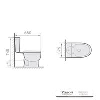 YS22207P 2-delad keramisk toalett, nära kopplad P-fälla avspolningstoalett;