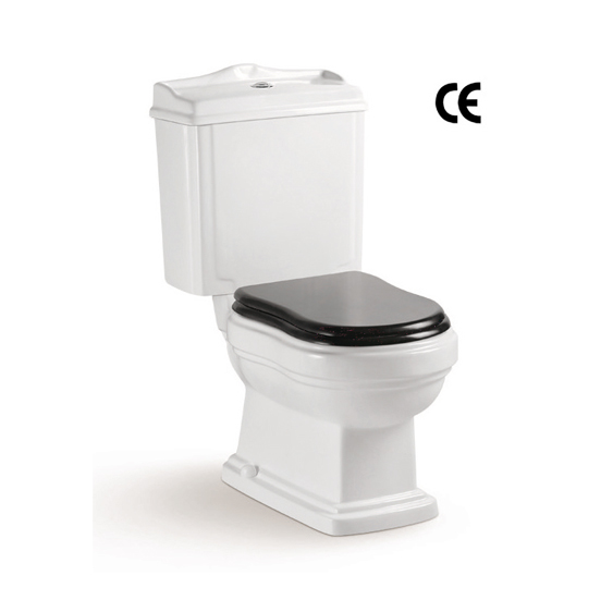 YS22209S Retro design 2-delad keramisk toalett, nära kopplad P-fälla avspolningstoalett;