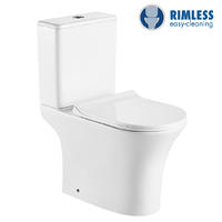 YS22294P 2-delad kantlös keramisk toalett, P-trap tvätta toalett;