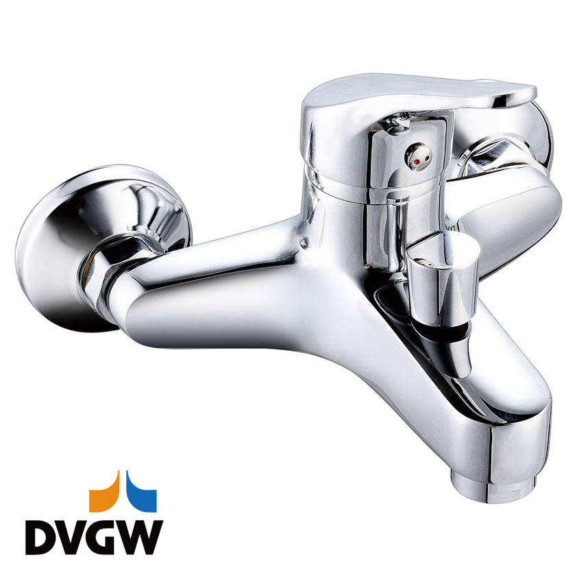 4135-10 DVGW-certifierad, mässingskran med en spak, varm/kallt vatten, väggmonterad badkarblandare